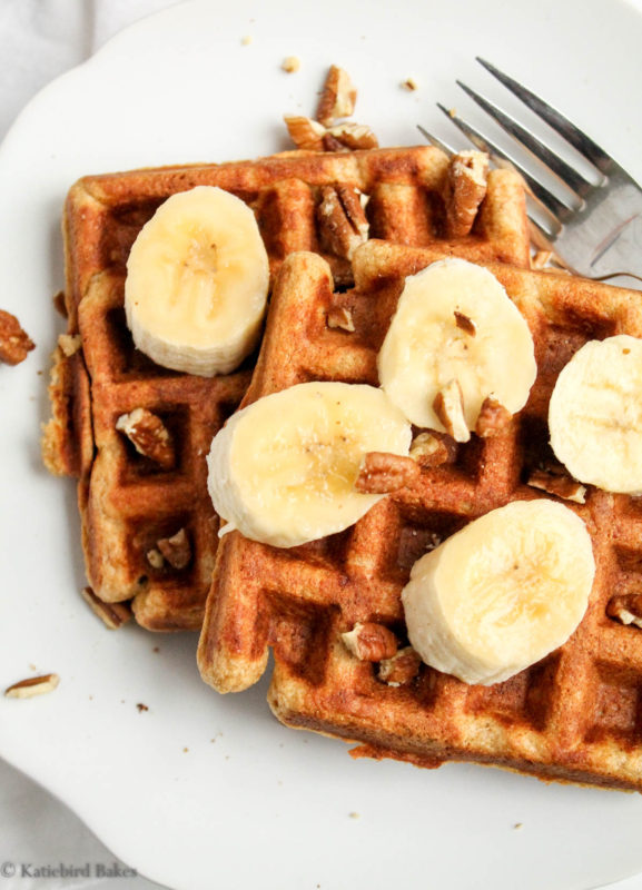 Whole Wheat Banana Waffles katiebirdbakes.com