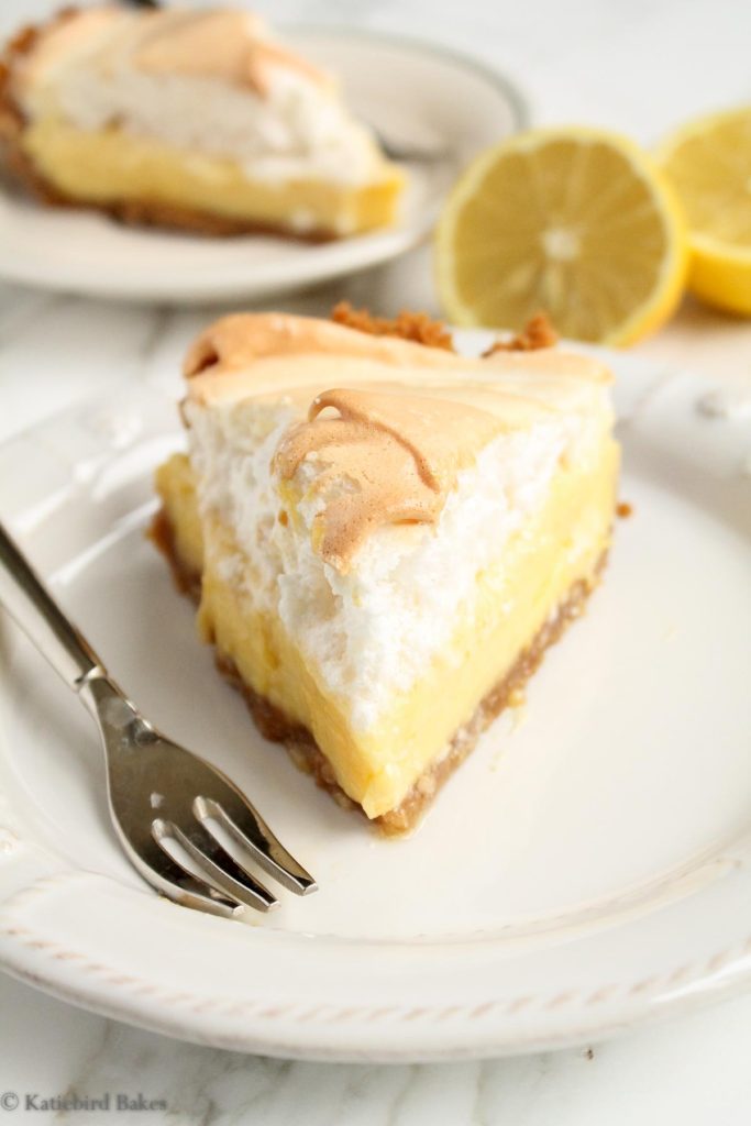 A slice of Lemon Meringue Pie with Graham Cracker Crust