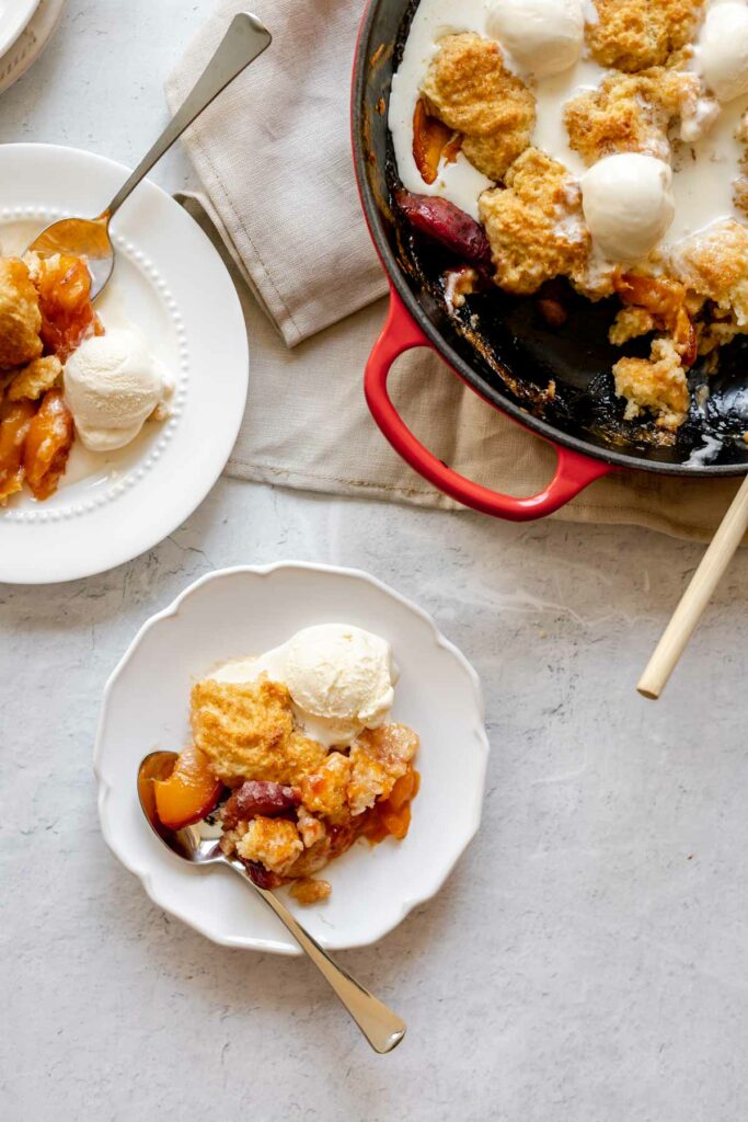 Fresh Peach Cobbler with biscuit topping | katiebirdbakes.com
