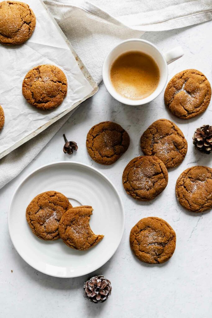Super soft molasses ginger cookies with espresso on the side