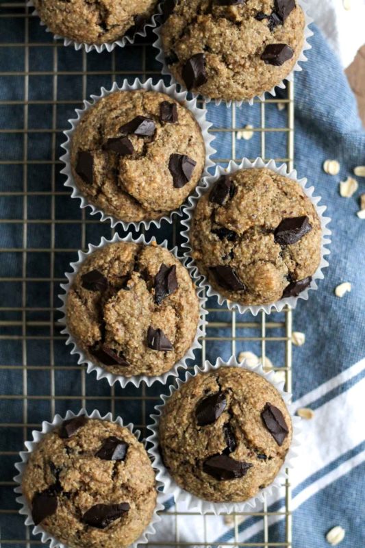 Banana Oatmeal Chocolate Chip Muffins | katiebirdbakes.com