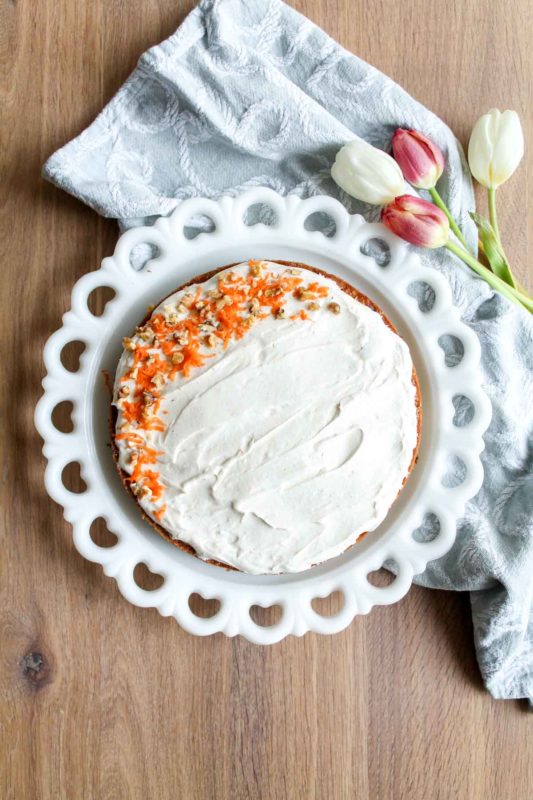 Single Layer Carrot Cake with Cream Cheese Frosting | katiebirdbakes