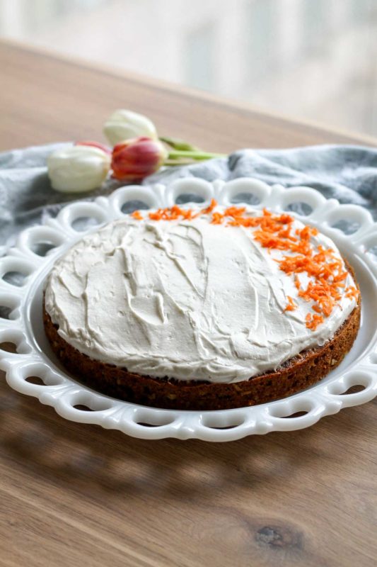 Single Layer Carrot Cake with Cream Cheese Frosting | katiebirdbakes