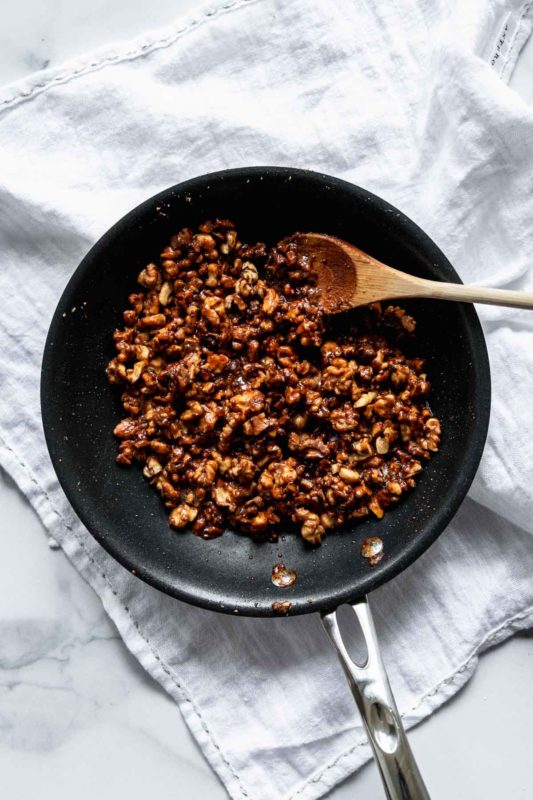 Stovetop candied walnuts