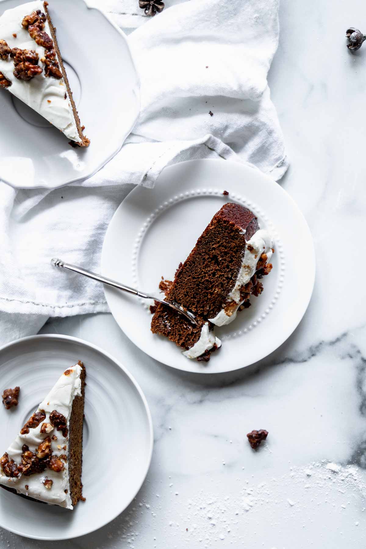 Single Layer Gingerbread Cake with Cream Cheese Frosting - a rich gingerbread with coffee in the batter for deep flavor!