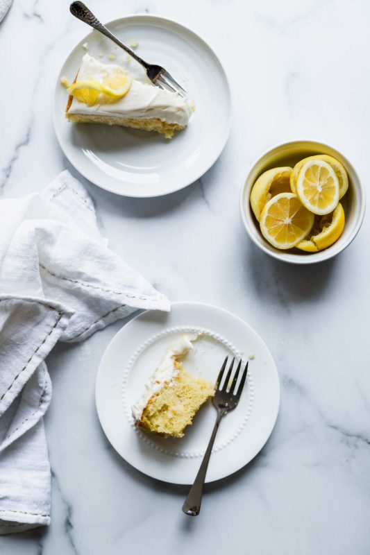 Single Layer Lemon Cake with Lemon Cream Cheese Frosting | katiebirdbakes