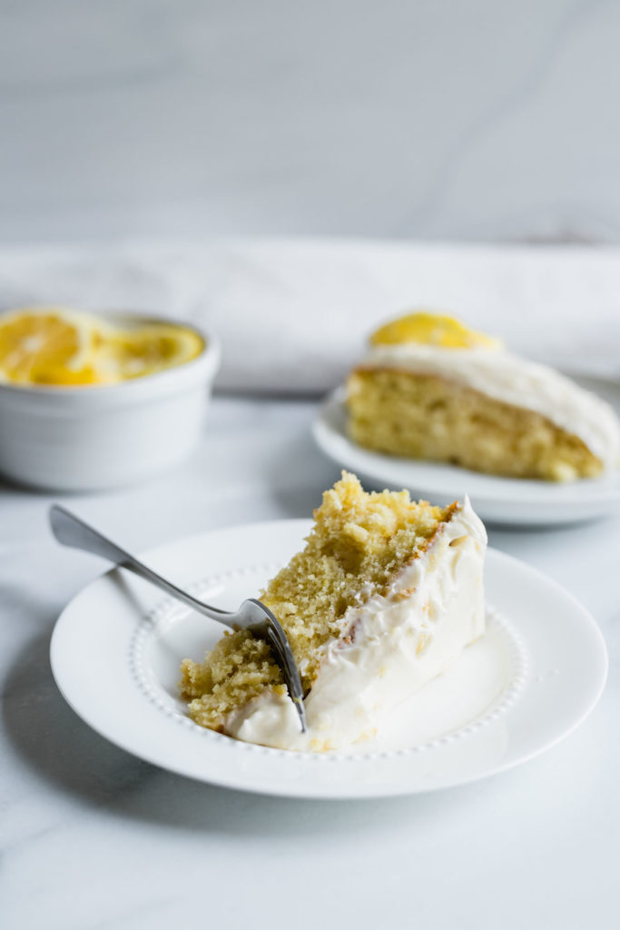 Single Layer Lemon Cake with Lemon Cream Cheese Frosting - Katiebird Bakes