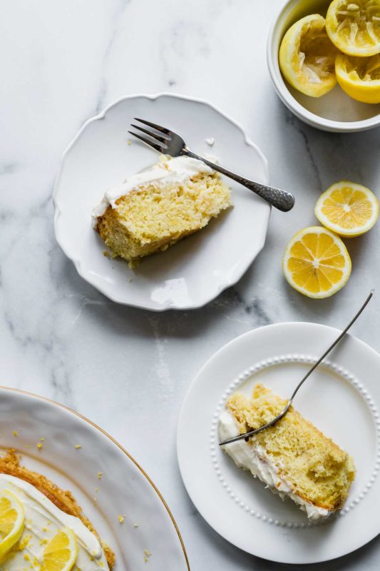 Single Layer Lemon Cake with Lemon Cream Cheese Frosting | katiebirdbakes
