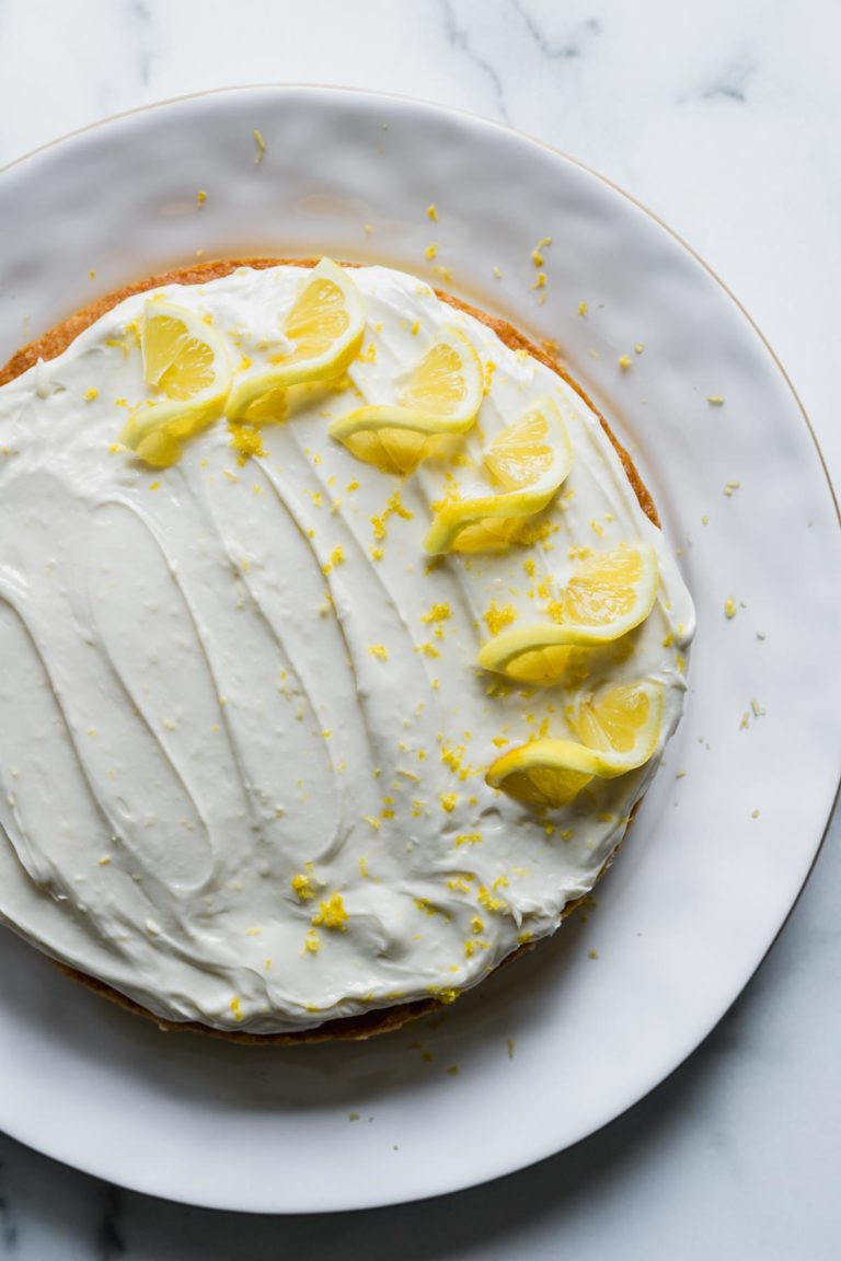 Single Layer Lemon Cake with Lemon Cream Cheese Frosting - Katiebird Bakes