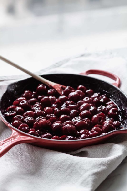 Cooking cherries for cherry cobbler