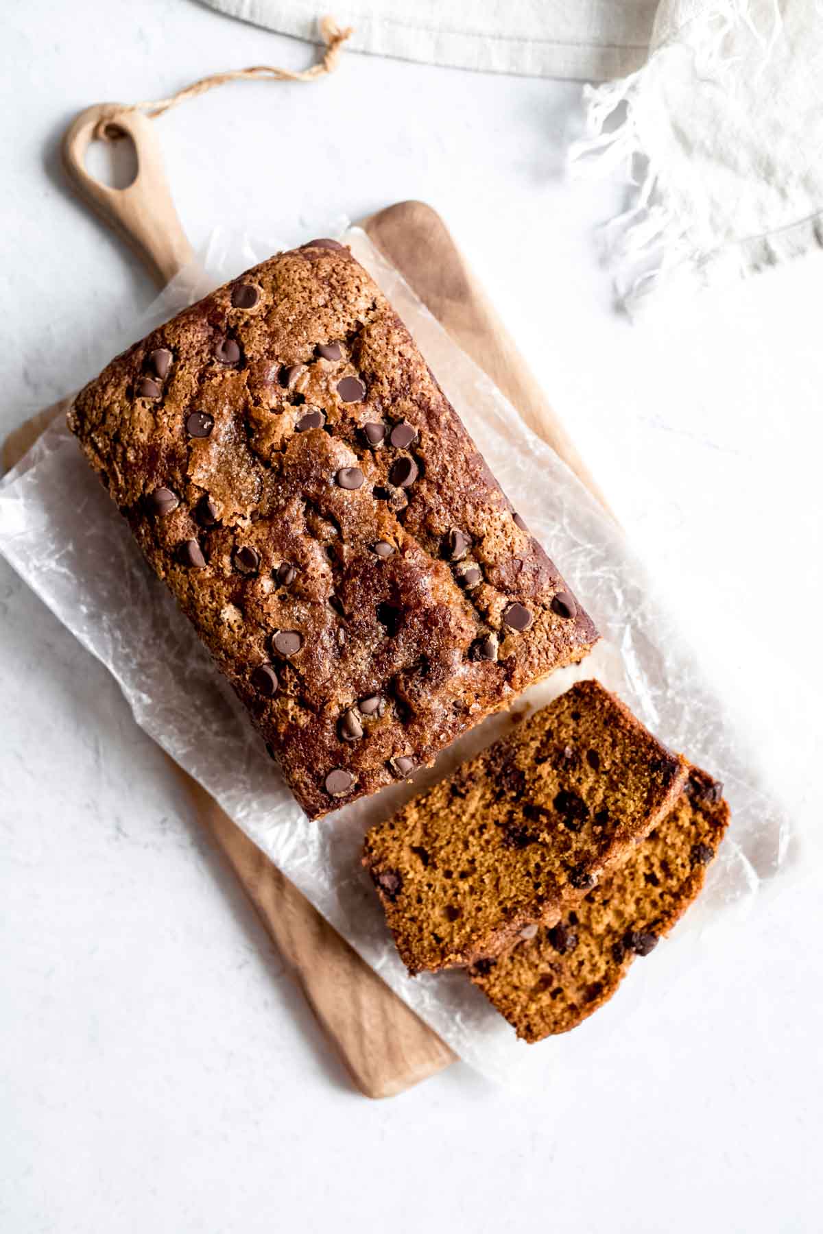 Chocolate Chip Pumpkin Bread just out of the oven