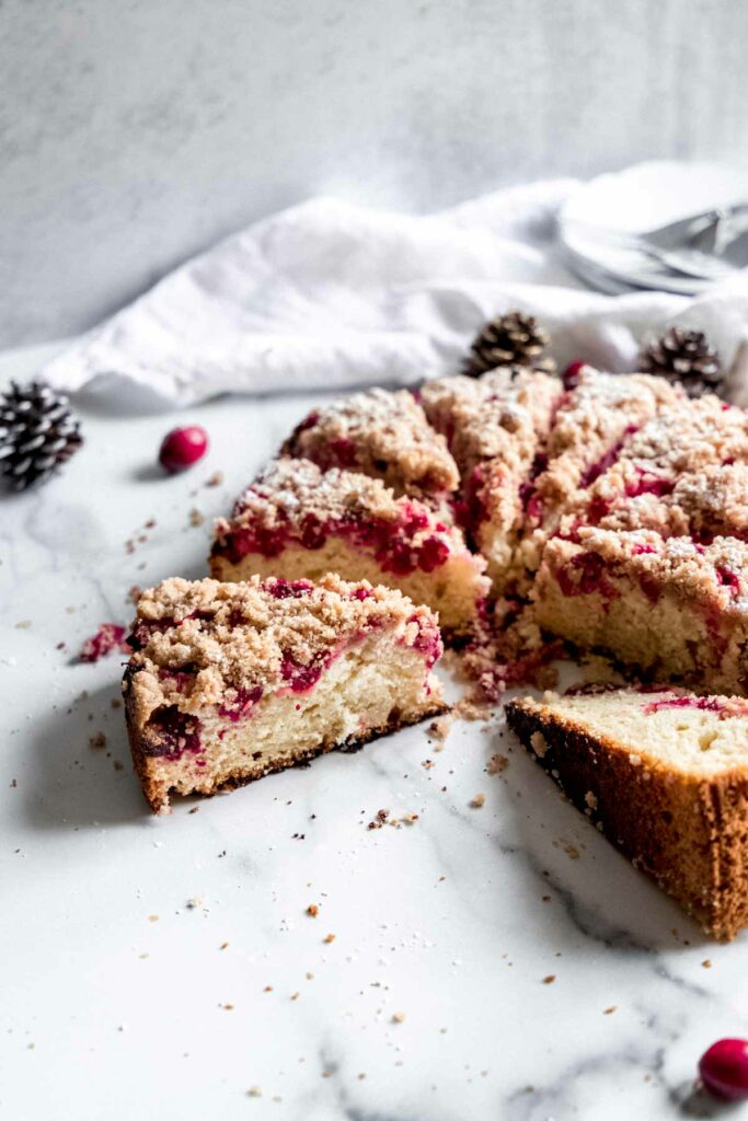 Side view of slices of coffee cake