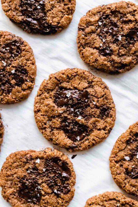 Flourless gluten-free almond butter chocolate chunk cookies