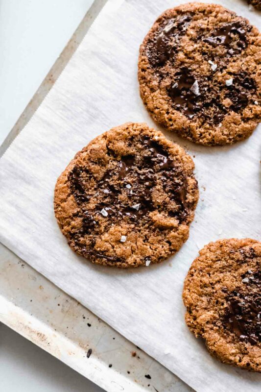 Vegan and gluten-free almond butter cookies with chocolate chunks