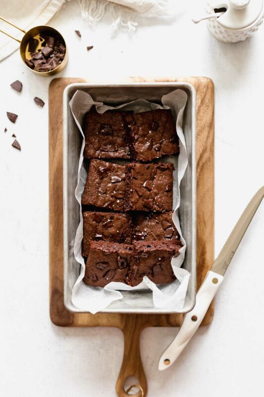 Cut brownies in a loaf pan | katiebirdbakes