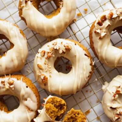 Baked Pumpkin Donuts with Salted Maple Glaze