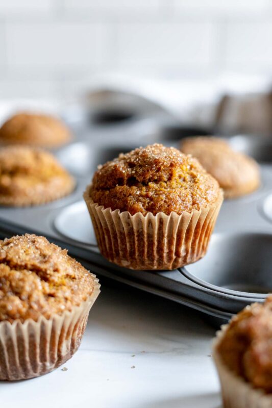 Easy pumpkin spice muffins made from scratch with no mixer