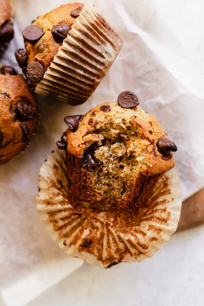 One banana muffins with chocolate chips