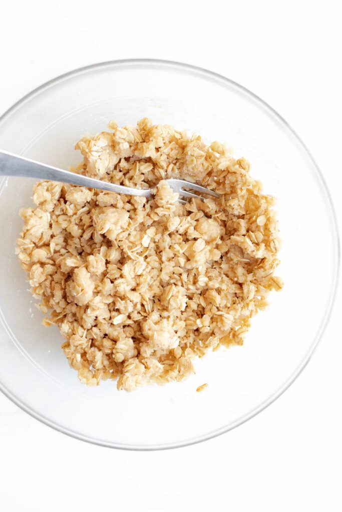oatmeal brown sugar crumble mixture in a bowl