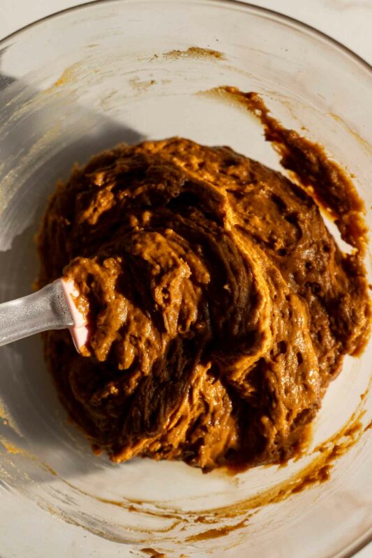 mixed muffin batter in a bowl