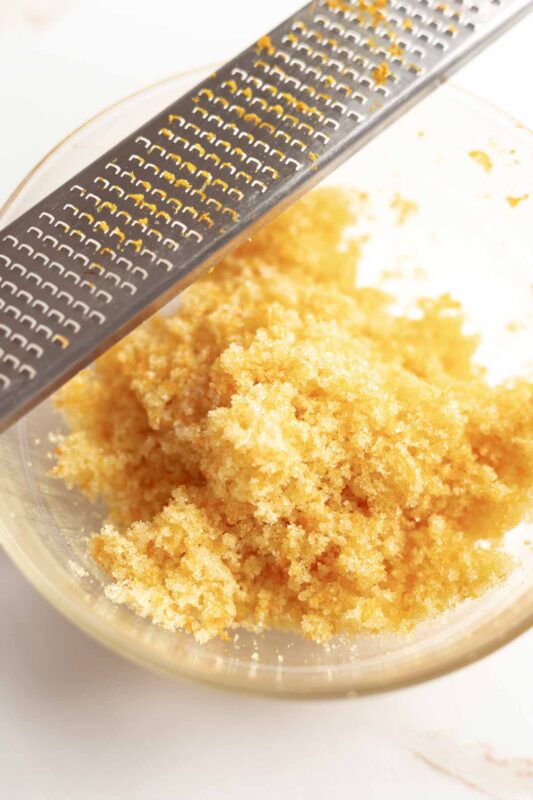 orange sugar in a small glass bowl